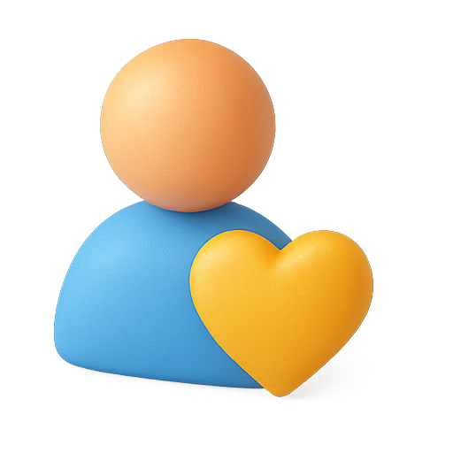 User, heart, 3d icon