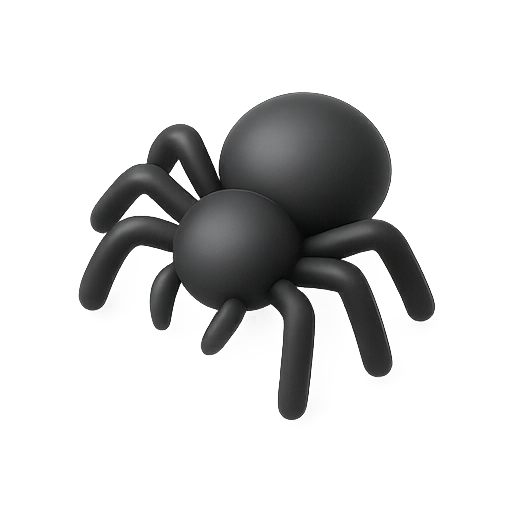 Spider, 3d model, black icon