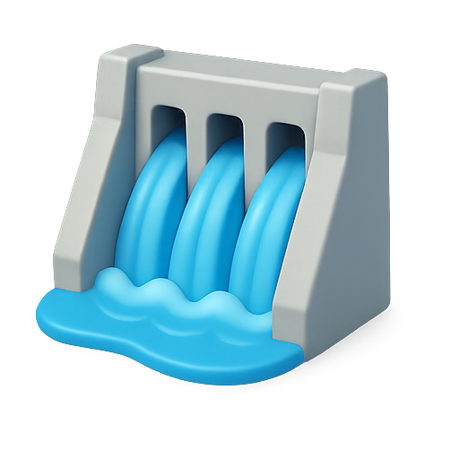 Dam, waterfall, river icon