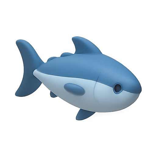 Shark, 3d model, blue icon