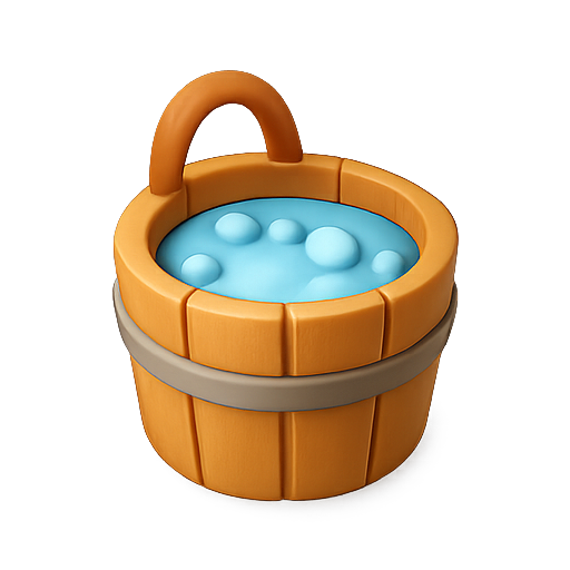 Bucket, water, bubbles icon