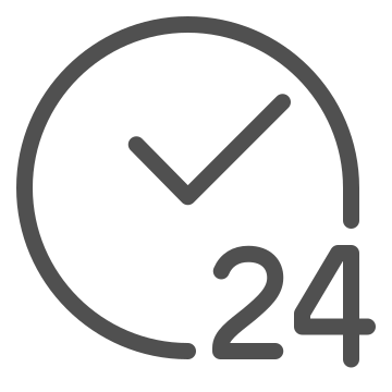 24 hours, availability, clock icon