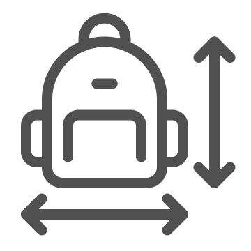 Backpack, baggage, dimensions icon