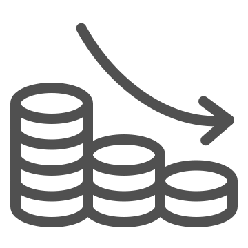 Coins, decrease, finance icon