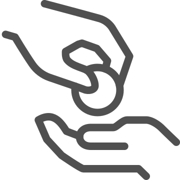 Cash handling, charity, coins icon