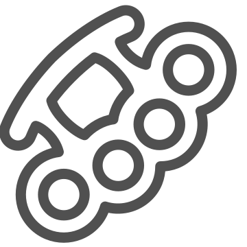 Brass knuckles, broom, crime icon