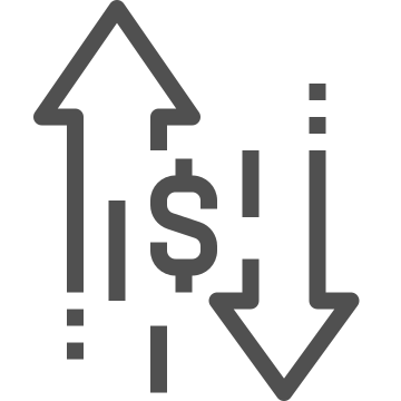 Currency, dollar, down icon