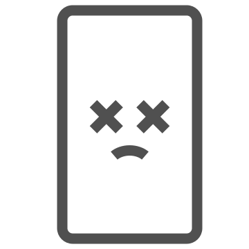 Battery drained, broken smartphone, crashed smartphone icon