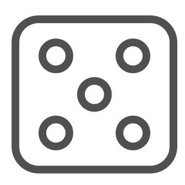 Board games, dice, five icon