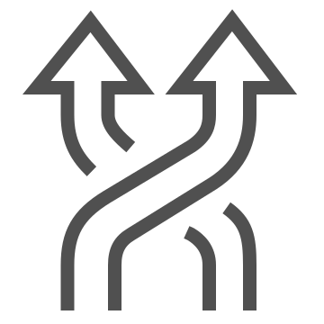 arrows, direction, fork