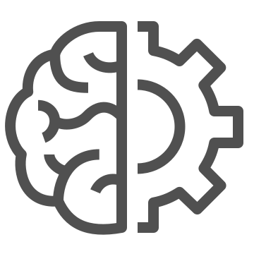 Brain, cogwheel, creativity icon