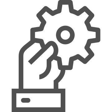 Cogwheel, engineering, hand icon