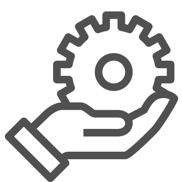 Engineering, gear, hand icon