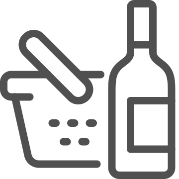 Alcohol, basket, bottle icon
