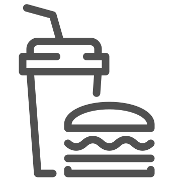 Burger, drink, fast food icon