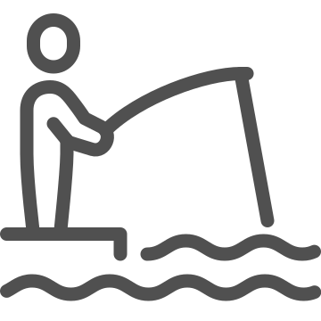 Angler, bait, catch icon