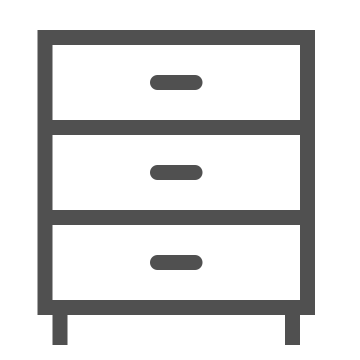 Bedroom, chest of drawers, dresser icon