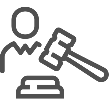 Courtroom, gavel, judge icon