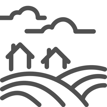 Clouds, countryside, hills icon