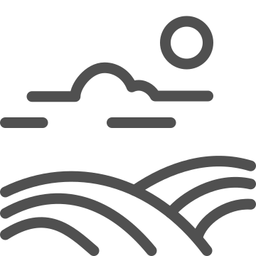 Fields, hills, landscape icon