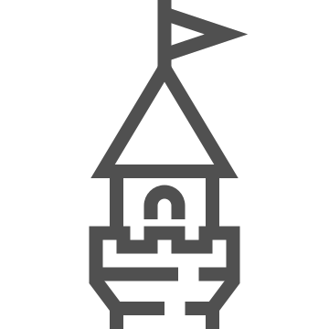 Castle, flag, fortress icon