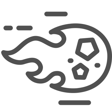 Asteroid, astronomy, burning icon