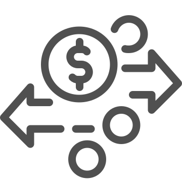 Currency, direction, money flow icon