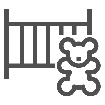 Baby room, children, crib icon
