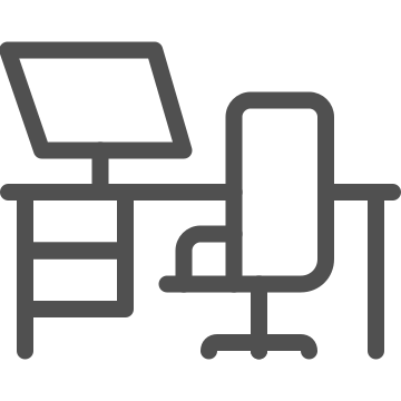 Chair, computer, desk icon