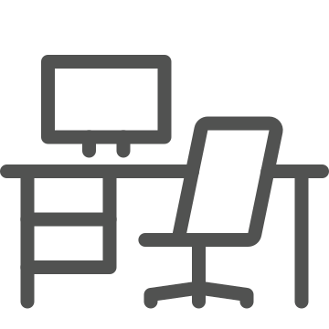 Chair, computer, desk icon