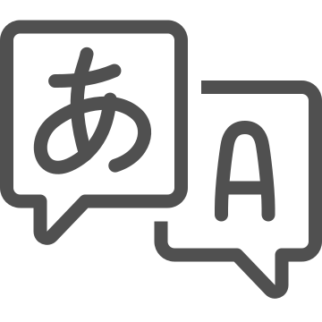 Content marketing, digital communication, language icon