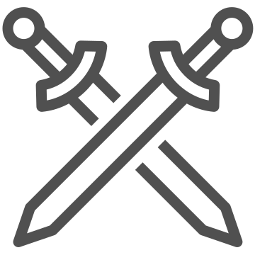 Crossed, medieval, swords icon