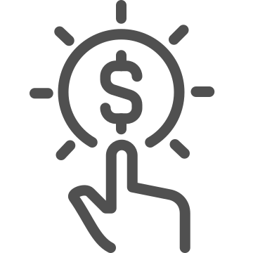 Dollar, hand, interactive icon
