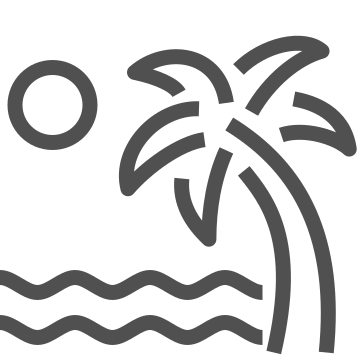 Beach, palm tree, sea icon