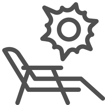 Beach, lounge chair, relaxation icon