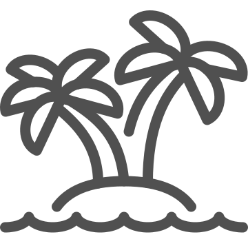 Beach, island, palm trees icon