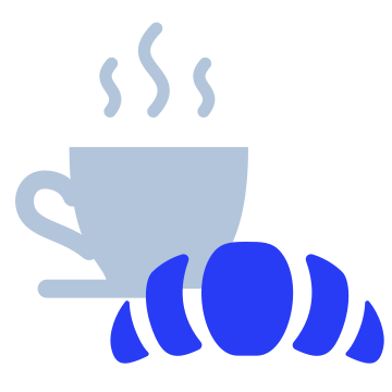 Breakfast, croissant, coffee icon