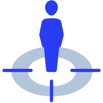 Man target, focus, human icon