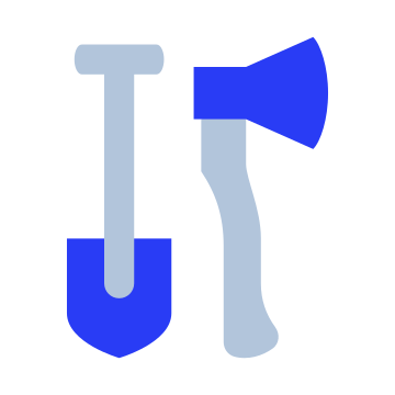 shovel, axe, tools