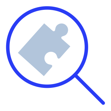 Puzzle, piece, search icon