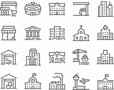 Line Buildings Icons