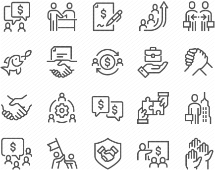 Line Business Cooperation Icons