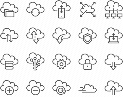 Line Computer Cloud Icons