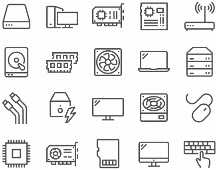 Line Computer Components Icons