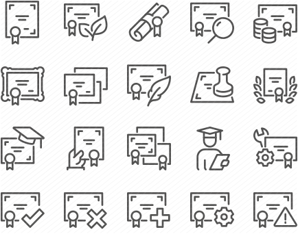 Line Diploma and Certificate Icons