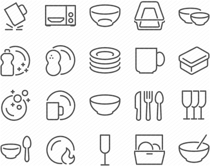 Line Dish and Plates Icons