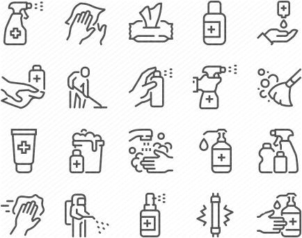 Line Disinfection and Cleaning Icons