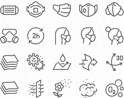 Line Face Mask Icons