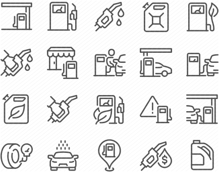 Line Gas Station Icons