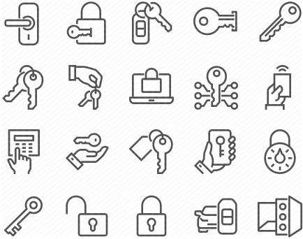 Line Keys and Locks Icons